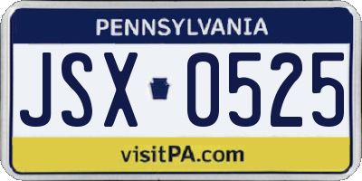 PA license plate JSX0525