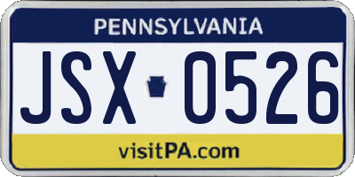 PA license plate JSX0526