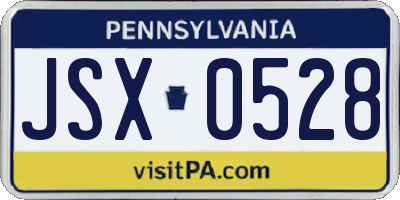 PA license plate JSX0528