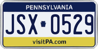 PA license plate JSX0529