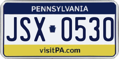 PA license plate JSX0530