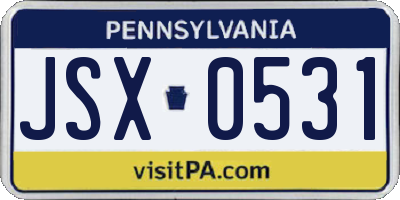 PA license plate JSX0531