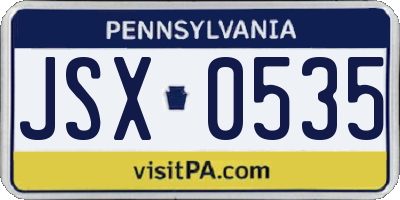 PA license plate JSX0535