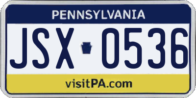PA license plate JSX0536