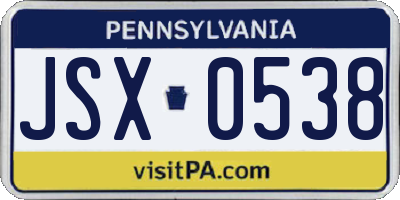PA license plate JSX0538