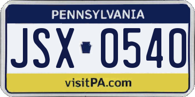 PA license plate JSX0540
