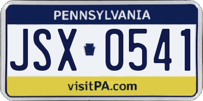 PA license plate JSX0541