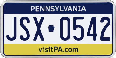 PA license plate JSX0542