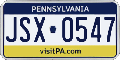 PA license plate JSX0547