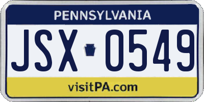 PA license plate JSX0549