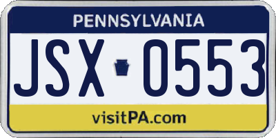 PA license plate JSX0553