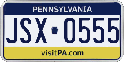 PA license plate JSX0555
