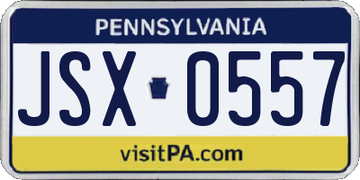 PA license plate JSX0557