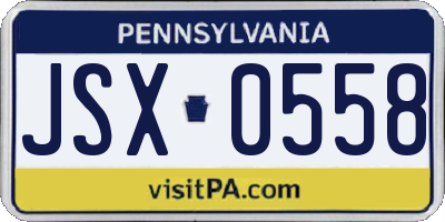 PA license plate JSX0558