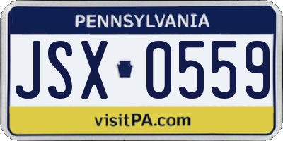 PA license plate JSX0559