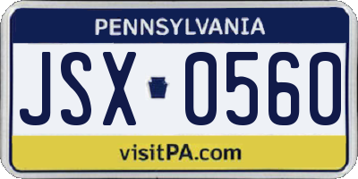 PA license plate JSX0560