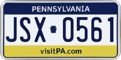 PA license plate JSX0561