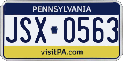 PA license plate JSX0563