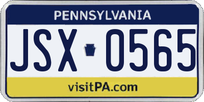 PA license plate JSX0565