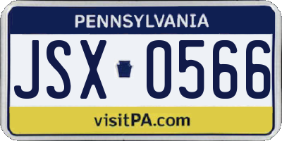 PA license plate JSX0566