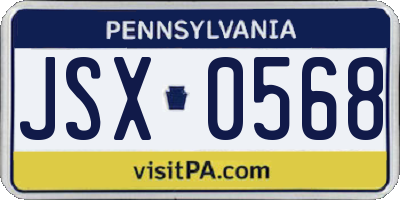 PA license plate JSX0568