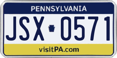 PA license plate JSX0571