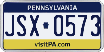 PA license plate JSX0573