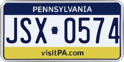 PA license plate JSX0574