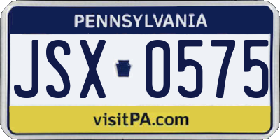 PA license plate JSX0575