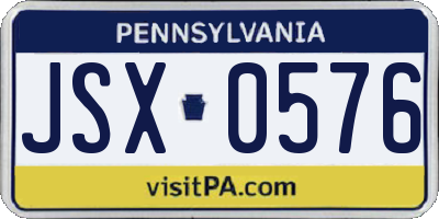PA license plate JSX0576