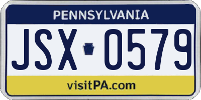PA license plate JSX0579