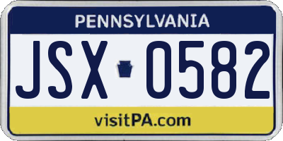 PA license plate JSX0582