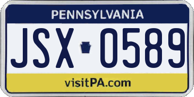 PA license plate JSX0589