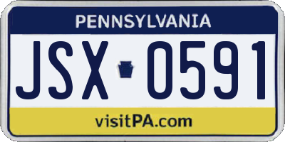 PA license plate JSX0591