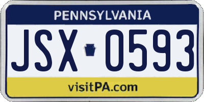PA license plate JSX0593