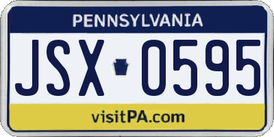 PA license plate JSX0595