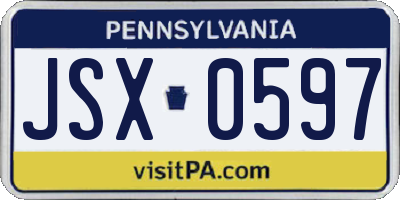 PA license plate JSX0597