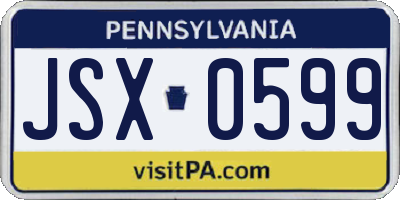 PA license plate JSX0599