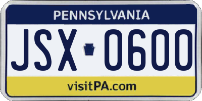 PA license plate JSX0600