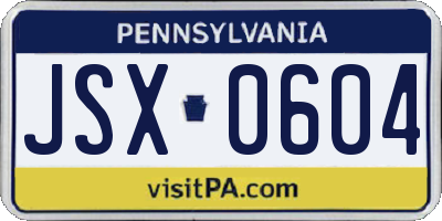 PA license plate JSX0604