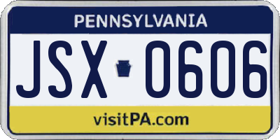 PA license plate JSX0606