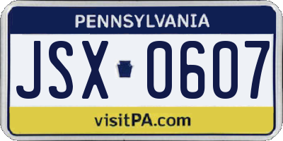 PA license plate JSX0607