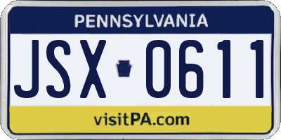 PA license plate JSX0611