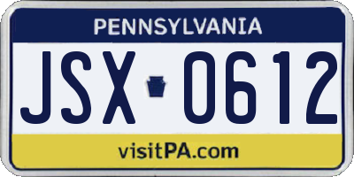 PA license plate JSX0612