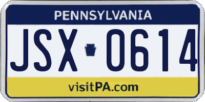 PA license plate JSX0614