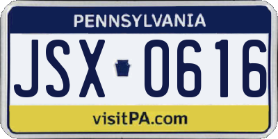 PA license plate JSX0616