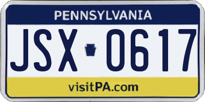 PA license plate JSX0617