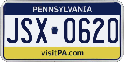 PA license plate JSX0620