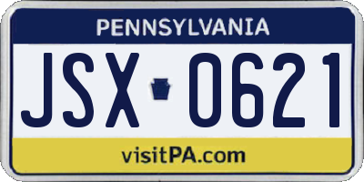 PA license plate JSX0621