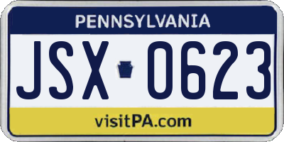 PA license plate JSX0623
